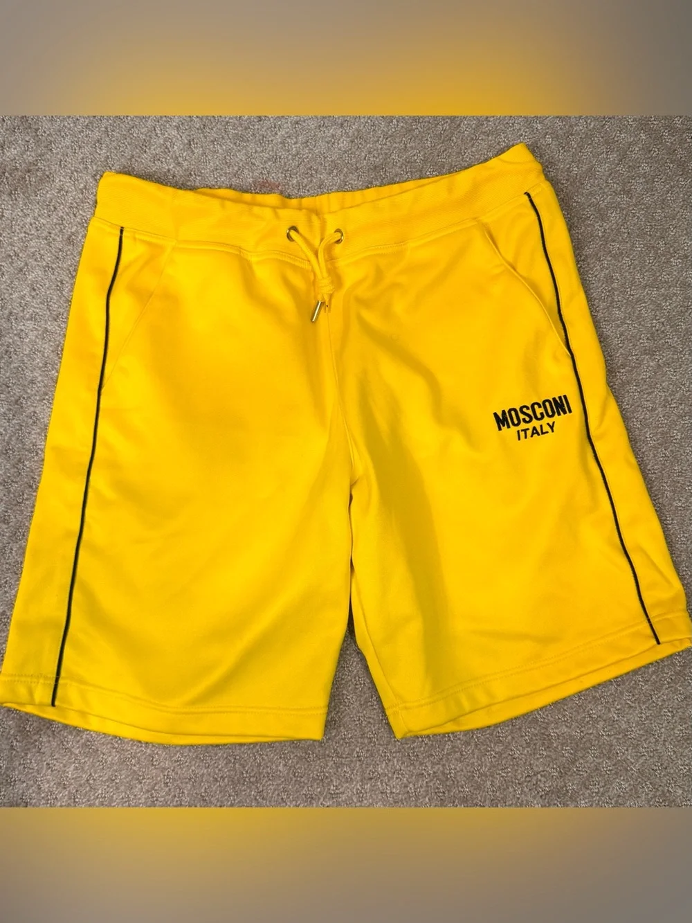 Yellow Athletic Shorts - Size XL (Mosconi Italy Print)